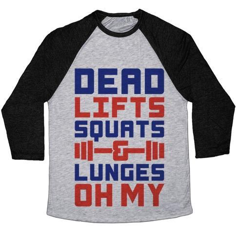 Virgin Teez  Baseball Tee Unisex Tri-Blend Baseball Tee / small / Athletic Gray / Black DEADLIFTS SQUATS AND LUNGES OH MY UNISEX TRI-BLEND BASEBALL TEE