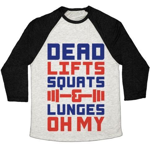 Virgin Teez  Baseball Tee Unisex Tri-Blend Baseball Tee / small / Oatmeal / Black DEADLIFTS SQUATS AND LUNGES OH MY UNISEX TRI-BLEND BASEBALL TEE