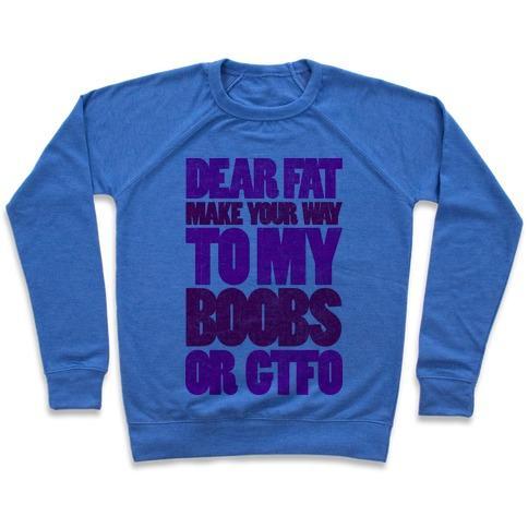 Virgin Teez  Pullover Crewneck Sweatshirt / x-small / Heathered Blue DEAR FAT (TANK) CREWNECK SWEATSHIRT