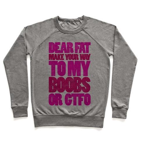 Virgin Teez  Pullover Crewneck Sweatshirt / x-small / Heathered Gray DEAR FAT (TANK) CREWNECK SWEATSHIRT