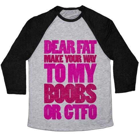 Virgin Teez  Baseball Tee Unisex Tri-Blend Baseball Tee / small / Athletic Gray / Black DEAR FAT (TANK) UNISEX TRI-BLEND BASEBALL TEE