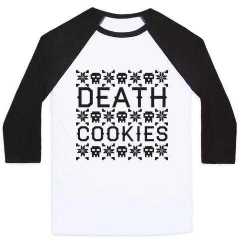 Virgin Teez  Baseball Tee Unisex Classic Baseball Tee / x-small / White/Black DEATH COOKIES UNISEX CLASSIC BASEBALL TEE