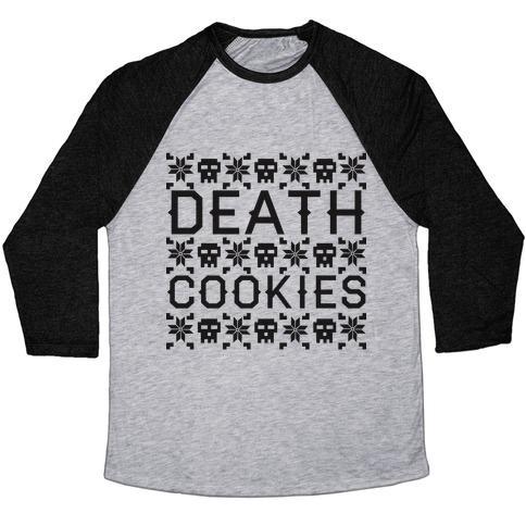 Virgin Teez  Baseball Tee Unisex Tri-Blend Baseball Tee / small / Athletic Gray / Black DEATH COOKIES UNISEX TRI-BLEND BASEBALL TEE