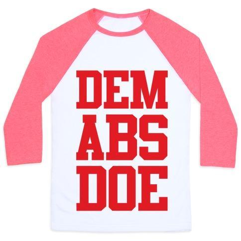 Virgin Teez  Baseball Tee Unisex Classic Baseball Tee / x-small / White/Neon Pink DEM ABS DOE UNISEX CLASSIC BASEBALL TEE