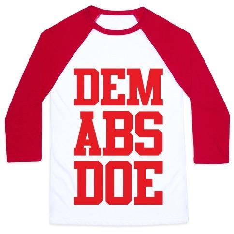 Virgin Teez  Baseball Tee Unisex Classic Baseball Tee / x-small / White/Red DEM ABS DOE UNISEX CLASSIC BASEBALL TEE