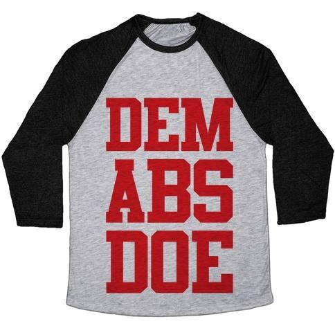 Virgin Teez  Baseball Tee Unisex Tri-Blend Baseball Tee / small / Athletic Gray / Black DEM ABS DOE UNISEX TRI-BLEND BASEBALL TEE