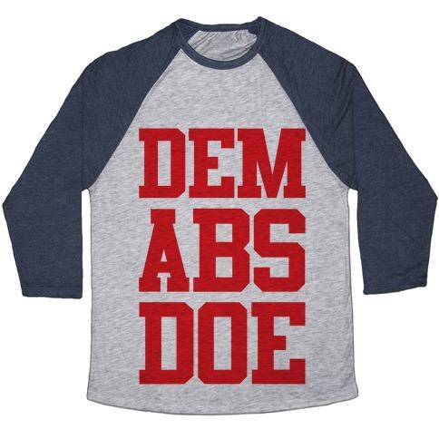 Virgin Teez  Baseball Tee Unisex Tri-Blend Baseball Tee / small / Athletic Gray / Navy DEM ABS DOE UNISEX TRI-BLEND BASEBALL TEE