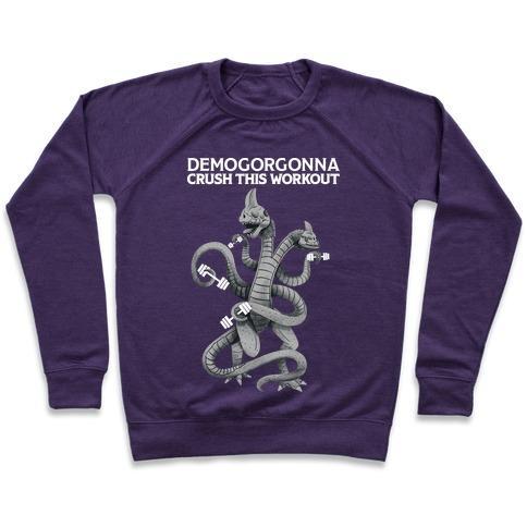 Virgin Teez  Pullover Crewneck Sweatshirt / x-small / Purple DEMOGORGONNA CRUSH THIS WORKOUT CREWNECK SWEATSHIRT
