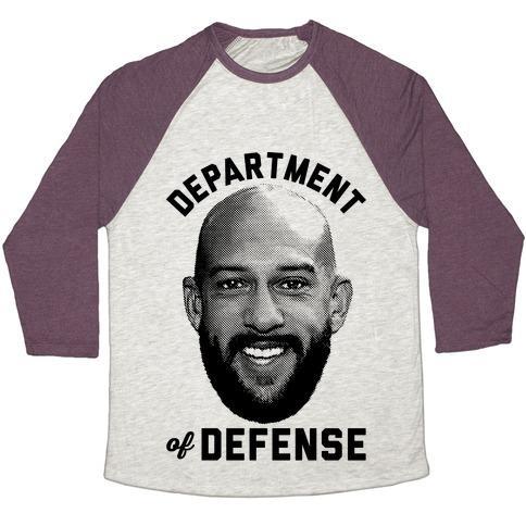 Virgin Teez  Baseball Tee Unisex Tri-Blend Baseball Tee / small / Oatmeal / Maroon DEPARTMENT OF DEFENSE UNISEX TRI-BLEND BASEBALL TEE
