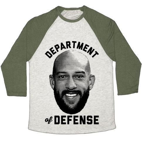 Virgin Teez  Baseball Tee Unisex Tri-Blend Baseball Tee / small / Oatmeal / Moss DEPARTMENT OF DEFENSE UNISEX TRI-BLEND BASEBALL TEE