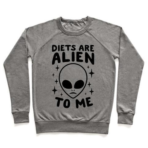 Virgin Teez  Pullover Crewneck Sweatshirt / x-small / Heathered Gray DIETS ARE ALIEN TO ME CREWNECK SWEATSHIRT