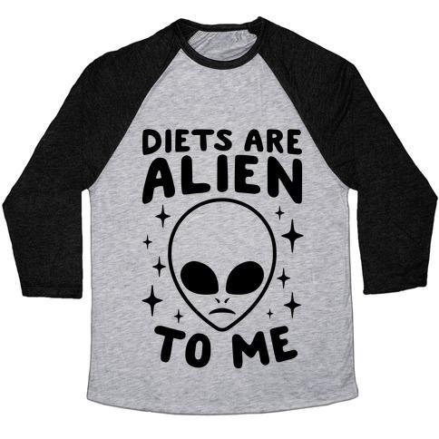 Virgin Teez  Baseball Tee Unisex Tri-Blend Baseball Tee / small / Athletic Gray / Black DIETS ARE ALIEN TO ME UNISEX TRI-BLEND BASEBALL TEE