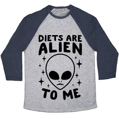 Virgin Teez  Baseball Tee Unisex Tri-Blend Baseball Tee / small / Athletic Gray / Navy DIETS ARE ALIEN TO ME UNISEX TRI-BLEND BASEBALL TEE