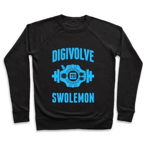 Virgin Teez  Pullover Crewneck Sweatshirt / x-small / Black DIGIVOLVE TO SWOLEMON! (LIGHT PRINT) CREWNECK SWEATSHIRT