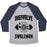 Virgin Teez  Baseball Tee Unisex Tri-Blend Baseball Tee / small / Athletic Gray / Navy DIGIVOLVE TO SWOLEMON! UNISEX TRI-BLEND BASEBALL TEE