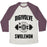 Virgin Teez  Baseball Tee Unisex Tri-Blend Baseball Tee / small / Oatmeal / Maroon DIGIVOLVE TO SWOLEMON! UNISEX TRI-BLEND BASEBALL TEE