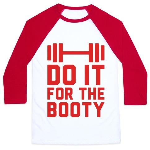 Virgin Teez  Baseball Tee Unisex Classic Baseball Tee / x-small / White/Red DO IT FOR THE BOOTY UNISEX CLASSIC BASEBALL TEE