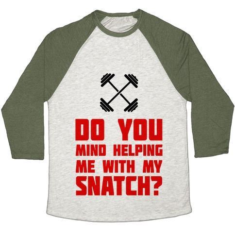 Virgin Teez  Baseball Tee Unisex Tri-Blend Baseball Tee / small / Oatmeal / Moss DO MIND HELPING ME WITH MY SNATCH? UNISEX TRI-BLEND BASEBALL TEE