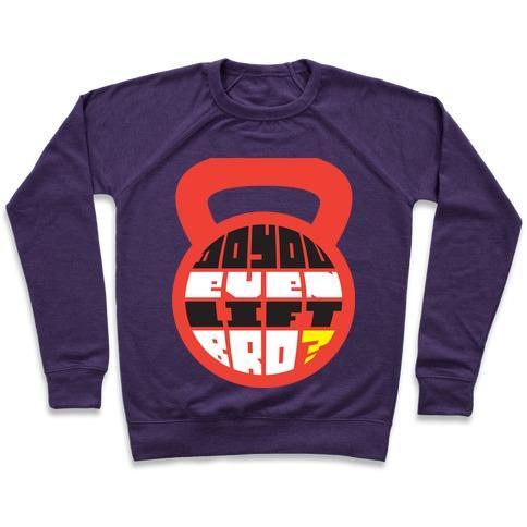 Virgin Teez  Pullover Crewneck Sweatshirt / x-small / Purple DO YOU EVEN LIFT BRO (KETTLE) CREWNECK SWEATSHIRT