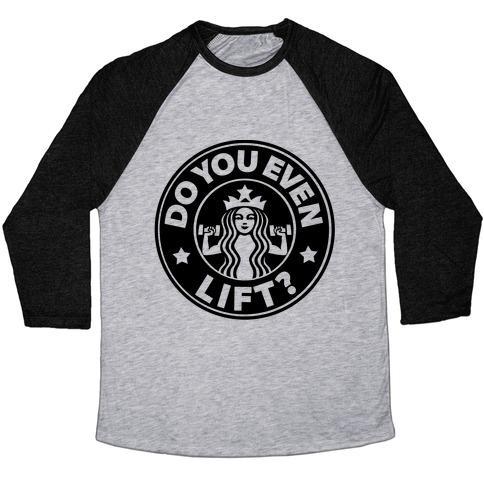 Virgin Teez  Baseball Tee Unisex Tri-Blend Baseball Tee / small / Athletic Gray / Black DO YOU EVEN LIFT COFFEE PARODY UNISEX TRI-BLEND BASEBALL TEE