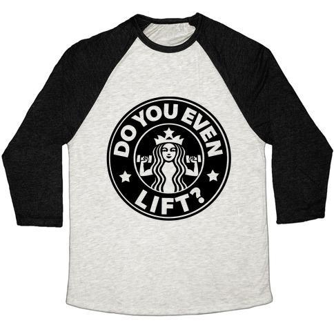 Virgin Teez  Baseball Tee Unisex Tri-Blend Baseball Tee / small / Oatmeal / Black DO YOU EVEN LIFT COFFEE PARODY UNISEX TRI-BLEND BASEBALL TEE