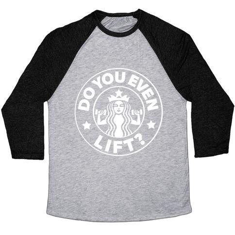 Virgin Teez  Baseball Tee Unisex Tri-Blend Baseball Tee / small / Athletic Gray / Black DO YOU EVEN LIFT COFFEE PARODY UNISEX TRI-BLEND BASEBALL TEE