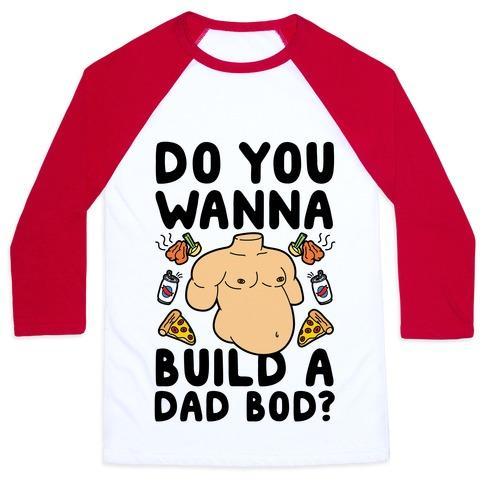 Virgin Teez  Baseball Tee Unisex Classic Baseball Tee / x-small / White/Red DO YOU WANNA BUILD A DAD BOD UNISEX CLASSIC BASEBALL TEE