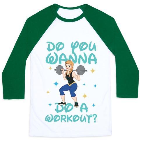 Virgin Teez  Baseball Tee Unisex Classic Baseball Tee / x-small / White/Dark Green DO YOU WANNA DO A WORKOUT (PRINCESS PARODY) UNISEX CLASSIC BASEBALL TEE