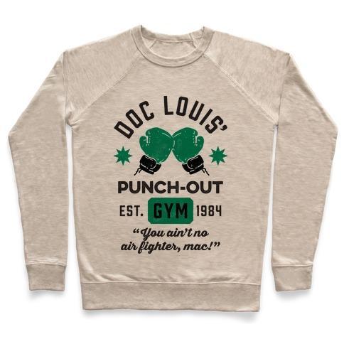 Virgin Teez  Pullover Crewneck Sweatshirt / x-small / Heathered Oatmeal DOC LOUIS' PUNCH OUT GYM CREWNECK SWEATSHIRT