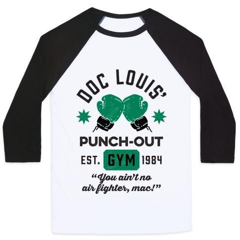Virgin Teez  Baseball Tee Unisex Classic Baseball Tee / x-small / White/Black DOC LOUIS' PUNCH OUT GYM UNISEX CLASSIC BASEBALL TEE