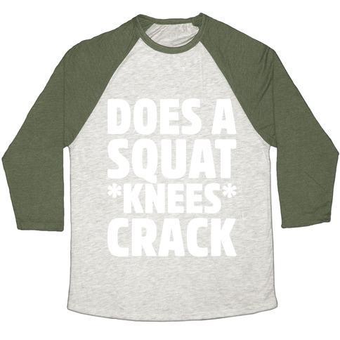 Virgin Teez  Baseball Tee Unisex Tri-Blend Baseball Tee / small / Oatmeal / Moss DOES A SQUAT KNEES CRACK WHITE PRINT UNISEX TRI-BLEND BASEBALL TEE