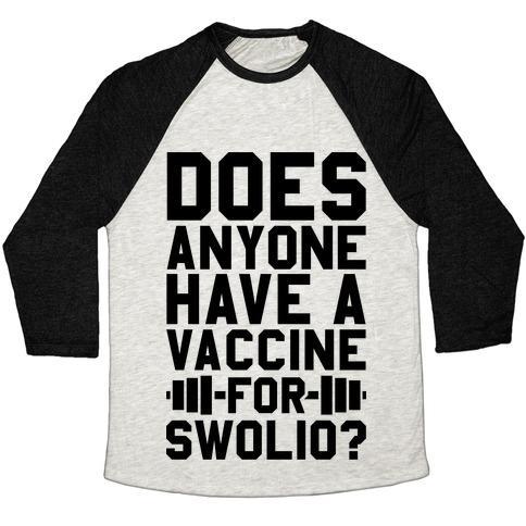 Virgin Teez  Baseball Tee Unisex Tri-Blend Baseball Tee / small / Oatmeal / Black DOES ANYONE HAVE A VACCINE FOR SWOLIO? UNISEX TRI-BLEND BASEBALL TEE
