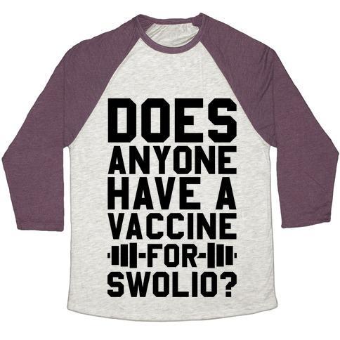 Virgin Teez  Baseball Tee Unisex Tri-Blend Baseball Tee / small / Oatmeal / Maroon DOES ANYONE HAVE A VACCINE FOR SWOLIO? UNISEX TRI-BLEND BASEBALL TEE