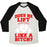Virgin Teez  Baseball Tee Unisex Tri-Blend Baseball Tee / small / Oatmeal / Black DOES HE LIFT LIKE A BITCH? UNISEX TRI-BLEND BASEBALL TEE