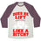 Virgin Teez  Baseball Tee Unisex Tri-Blend Baseball Tee / small / Oatmeal / Maroon DOES HE LIFT LIKE A BITCH? UNISEX TRI-BLEND BASEBALL TEE