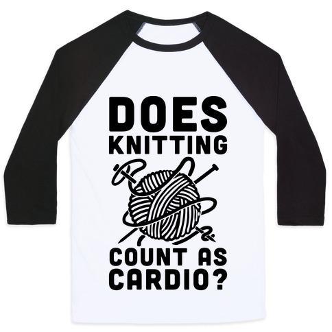 Virgin Teez  Baseball Tee Unisex Classic Baseball Tee / x-small / White/Black DOES KNITTING COUNT AS CARDIO? UNISEX CLASSIC BASEBALL TEE