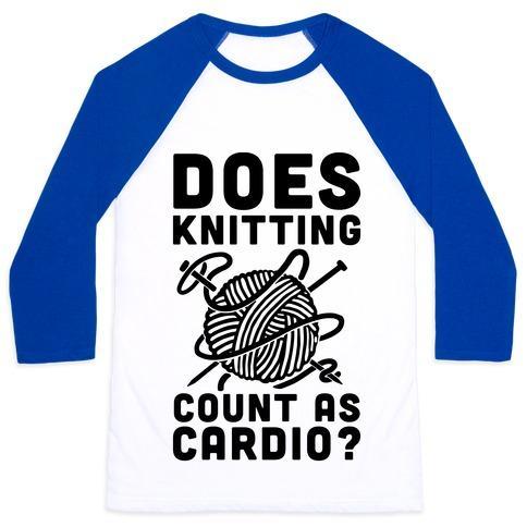Virgin Teez  Baseball Tee Unisex Classic Baseball Tee / x-small / White/Blue DOES KNITTING COUNT AS CARDIO? UNISEX CLASSIC BASEBALL TEE