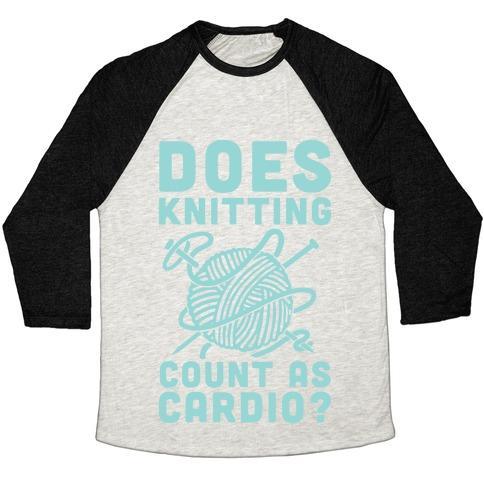 Virgin Teez  Baseball Tee Unisex Tri-Blend Baseball Tee / small / Oatmeal / Black DOES KNITTING COUNT AS CARDIO? UNISEX TRI-BLEND BASEBALL TEE