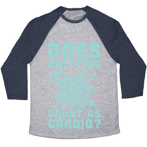 Virgin Teez  Baseball Tee Unisex Tri-Blend Baseball Tee / small / Athletic Gray / Navy DOES KNITTING COUNT AS CARDIO? UNISEX TRI-BLEND BASEBALL TEE