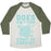 Virgin Teez  Baseball Tee Unisex Tri-Blend Baseball Tee / small / Oatmeal / Moss DOES KNITTING COUNT AS CARDIO? UNISEX TRI-BLEND BASEBALL TEE