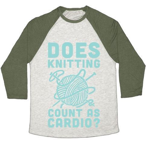 Virgin Teez  Baseball Tee Unisex Tri-Blend Baseball Tee / small / Oatmeal / Moss DOES KNITTING COUNT AS CARDIO? UNISEX TRI-BLEND BASEBALL TEE