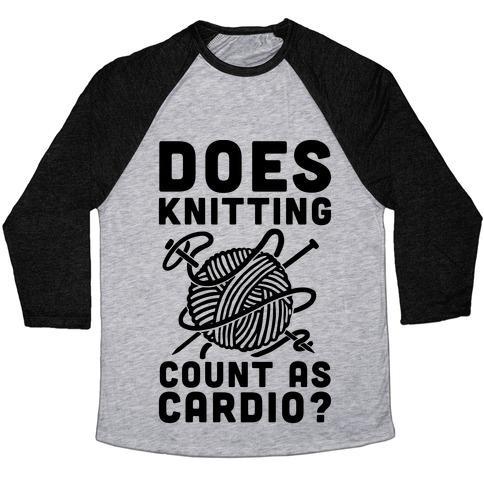 Virgin Teez  Baseball Tee Unisex Tri-Blend Baseball Tee / small / Athletic Gray / Black DOES KNITTING COUNT AS CARDIO? UNISEX TRI-BLEND BASEBALL TEE