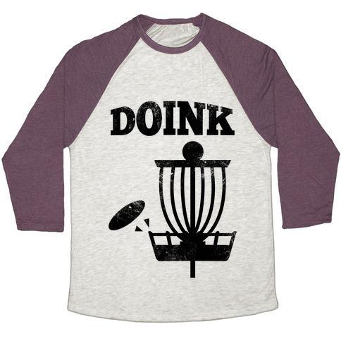 Virgin Teez  Baseball Tee Unisex Tri-Blend Baseball Tee / small / Oatmeal / Maroon DOINK UNISEX TRI-BLEND BASEBALL TEE
