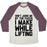 Virgin Teez  Baseball Tee Unisex Tri-Blend Baseball Tee / small / Oatmeal / Maroon DON'T JUDGE ME WHILE LIFTING UNISEX TRI-BLEND BASEBALL TEE