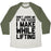 Virgin Teez  Baseball Tee Unisex Tri-Blend Baseball Tee / small / Oatmeal / Moss DON'T JUDGE ME WHILE LIFTING UNISEX TRI-BLEND BASEBALL TEE