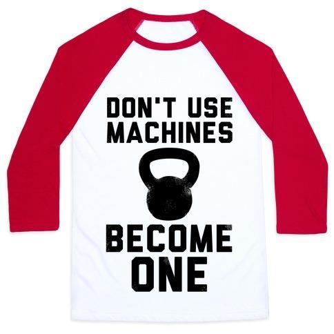 Virgin Teez  Baseball Tee Unisex Classic Baseball Tee / x-small / White/Red DON'T USE MACHINES. BECOME ONE. UNISEX CLASSIC BASEBALL TEE