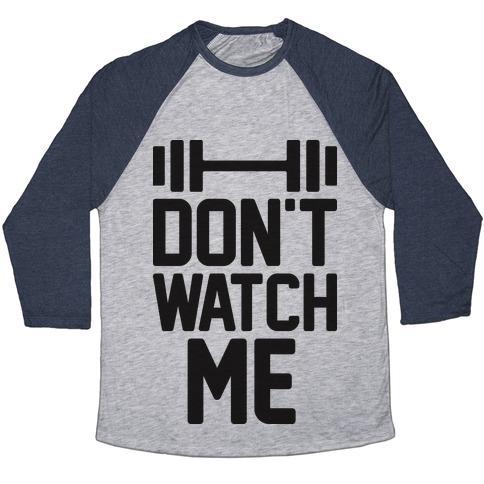 Virgin Teez  Baseball Tee Unisex Tri-Blend Baseball Tee / small / Athletic Gray / Navy DON'T WATCH ME LIFTING UNISEX TRI-BLEND BASEBALL TEE