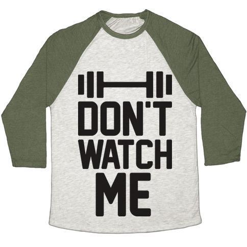 Virgin Teez  Baseball Tee Unisex Tri-Blend Baseball Tee / small / Oatmeal / Moss DON'T WATCH ME LIFTING UNISEX TRI-BLEND BASEBALL TEE