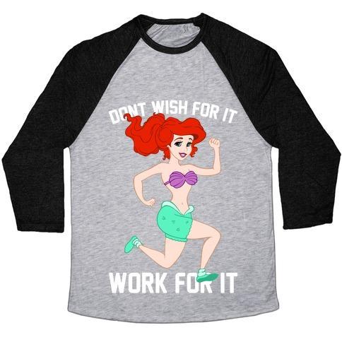 Virgin Teez  Baseball Tee Unisex Tri-Blend Baseball Tee / small / Athletic Gray / Black DON'T WISH FOR IT WORK FOR IT UNISEX TRI-BLEND BASEBALL TEE