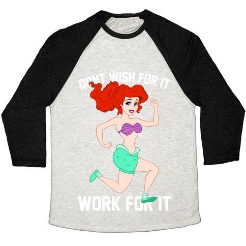 Virgin Teez  Baseball Tee Unisex Tri-Blend Baseball Tee / small / Oatmeal / Black DON'T WISH FOR IT WORK FOR IT UNISEX TRI-BLEND BASEBALL TEE